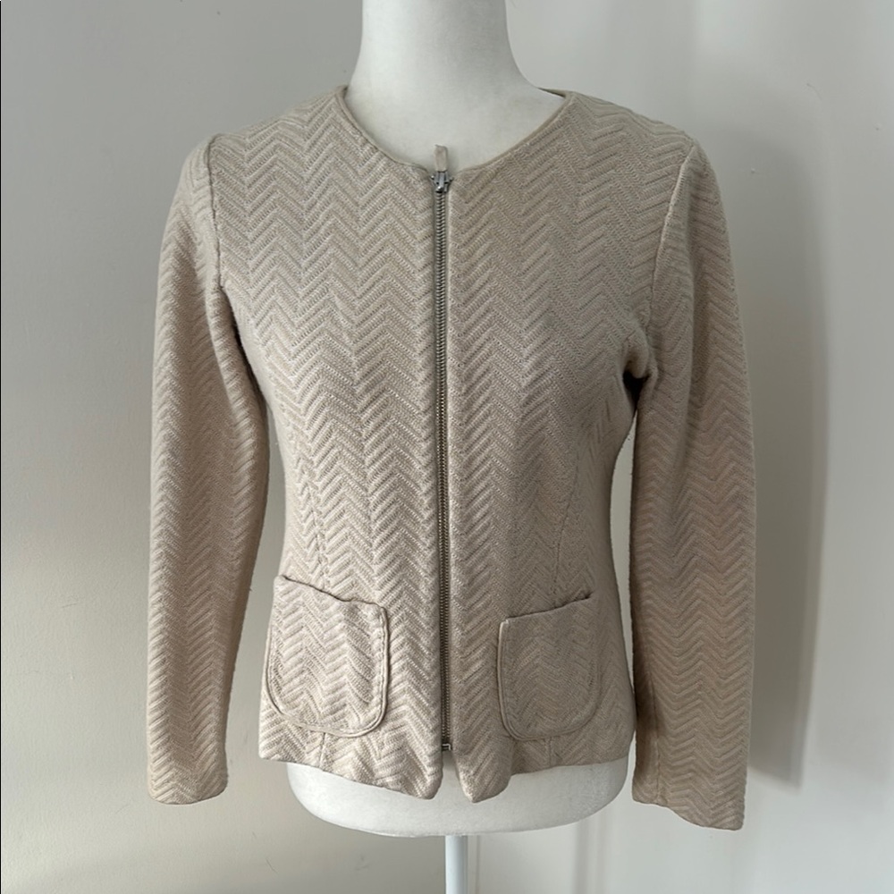 Rosie Neira (Anthropologie) Tan Chevron Print Cotton Jacket sz M